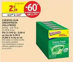 Intermarché Hollywood - chewing gum greenfresh offre