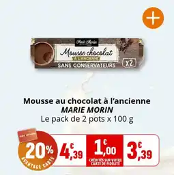 Coccimarket Mousse au chocolat à l'ancienne marie morin offre