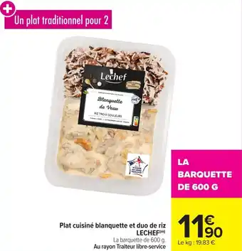 Plat cuisiné blanquette et duo de riz lechef