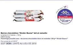 Monoprix Barres chocolatées kinder bueno lait et noisette offre