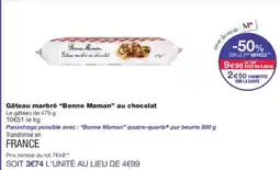 Monoprix Gâteau marbré bonne maman au chocolat offre