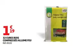 Auchan 32 cubes bois compressés allume feu offre