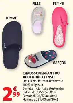 Auchan Chausson enfant ou adulte inextenso offre