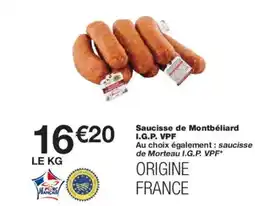 Monoprix Saucisse de montbéliard i.g.p. vpf offre