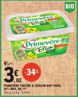E.Leclerc Primevère - primevere tartine & cuisson bio doux 55% mat offre