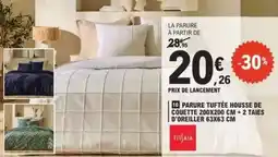 E.Leclerc Parure futtée housse de couette + 2 taies d'ogeiller 63x63 cm offre