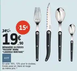 E.Leclerc Laguiole - ménagère 24 pièces pássion noire heritage offre