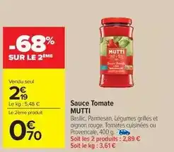 Carrefour Drive Mutti - sauce tomate offre