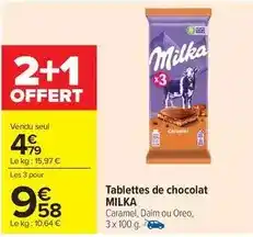 Carrefour Drive Milka - tablettes de chocolat offre