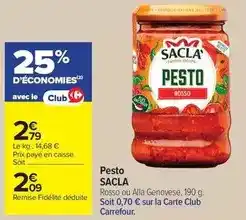 Carrefour Drive Sacla - pesto offre