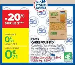 Carrefour Drive Carrefour - pâtes bio offre