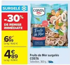 Carrefour Drive Costa - fruits de mer surgelés offre