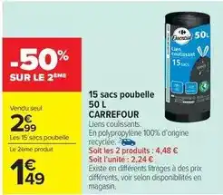 Carrefour Drive Carrefour - 15 sacs poubelle offre