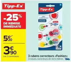 Carrefour Drive Tipp-ex - 3 rubans correcteurs fashion offre