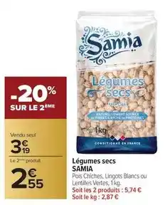 Carrefour Samia - légumes secs offre