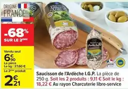 Carrefour Saucisson de l'ardèche i.g.p offre