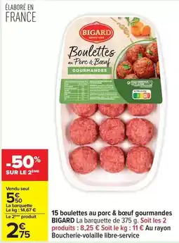 Carrefour Bigard - 15 boulettes au porc & boeuf gourmandes offre