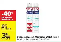Carrefour Sanex - déodorant zero% atomiseur offre