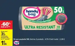 Carrefour Handy bag - 10 sacs poubelle 50l offre