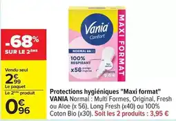 Carrefour Vania - protections hygiéniques maxi format offre