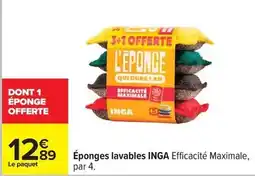 Carrefour Éponges lavables effiçacité maximale, par 4 offre