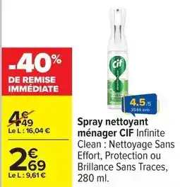 Carrefour Cif - spray nettoyant ménager infinite offre
