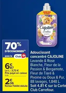Carrefour Cajoline - adoucissant concentré offre