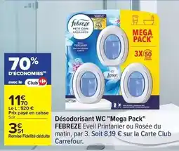 Carrefour Febreze - désodorisant wc mega pack offre