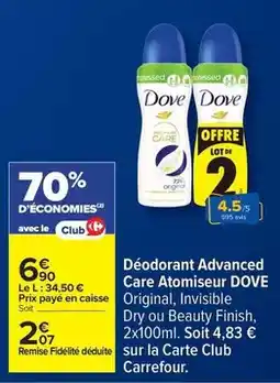Carrefour Dove - déodorant advanced care atomiseur offre