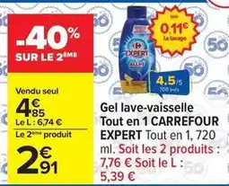 Carrefour Carrefour - gel lave-vaisselle tout en 1 expert offre