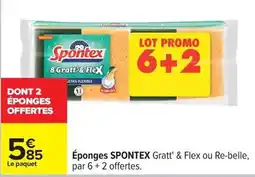 Carrefour Spontex - éponges gratt & flex ou re-belle, par 6 + 2 offertes offre
