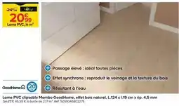 Castorama Goodhome - lame pvc clipsable mambo, effet bois naturel, l. 124 x 19 cm x ep. 4,5 cm offre