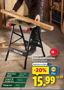 Lidl Parkside établi multifonction offre