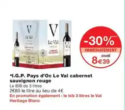 Monoprix I.g.p. pays d'oc le val cabernet sauvignon rouge offre