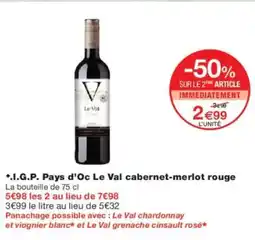 Monoprix I.g.p. pays d'oc le val cabernet-merlot rouge offre