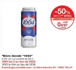 Monoprix Bière blonde 1664 offre