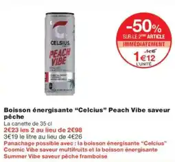Monoprix Boisson énergisante celcius peach vibe saveur pêche offre