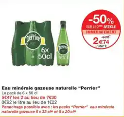 Monoprix Eau minérale gazeuse naturelle perrier offre