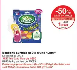 Monoprix Bonbons surffizz goûts fruits lutti offre