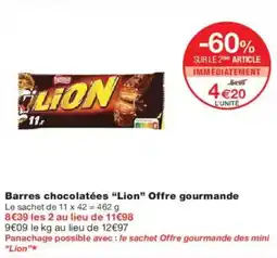 Monoprix Barres chocolatées lion offre gourmande offre