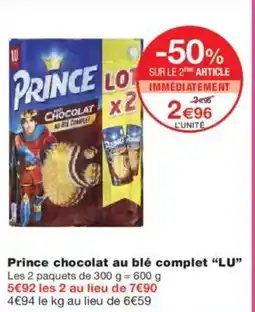 Monoprix Prince chocolat au blé complet lu offre