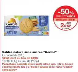 Monoprix Sablés nature sans sucres gerblé offre