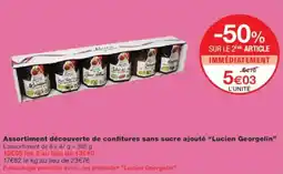 Monoprix Assortiment découverte de confitures sans sucre ajouté lucien georgelin offre