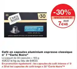 Monoprix Café en capsules aluminium espresso classique n° 7 "carte noire offre