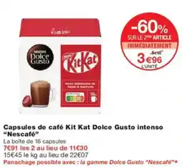 Monoprix Capsules de café kit kat dolce gusto intenso nescafé offre