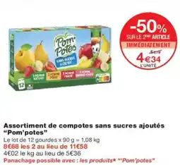 Monoprix Assortiment de compotes sans sucres ajoutés pom'potes offre