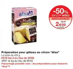 Monoprix Préparation pour gâteau au citron alsa offre