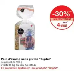Monoprix Pain d'avoine sans gluten sigdal offre