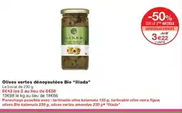 Monoprix Olives vertes dénoyautées bio iliada offre