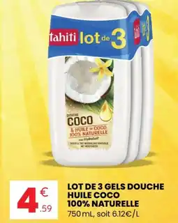 Stokomani Lot de 3 gels douche huile coco 100% naturelle offre